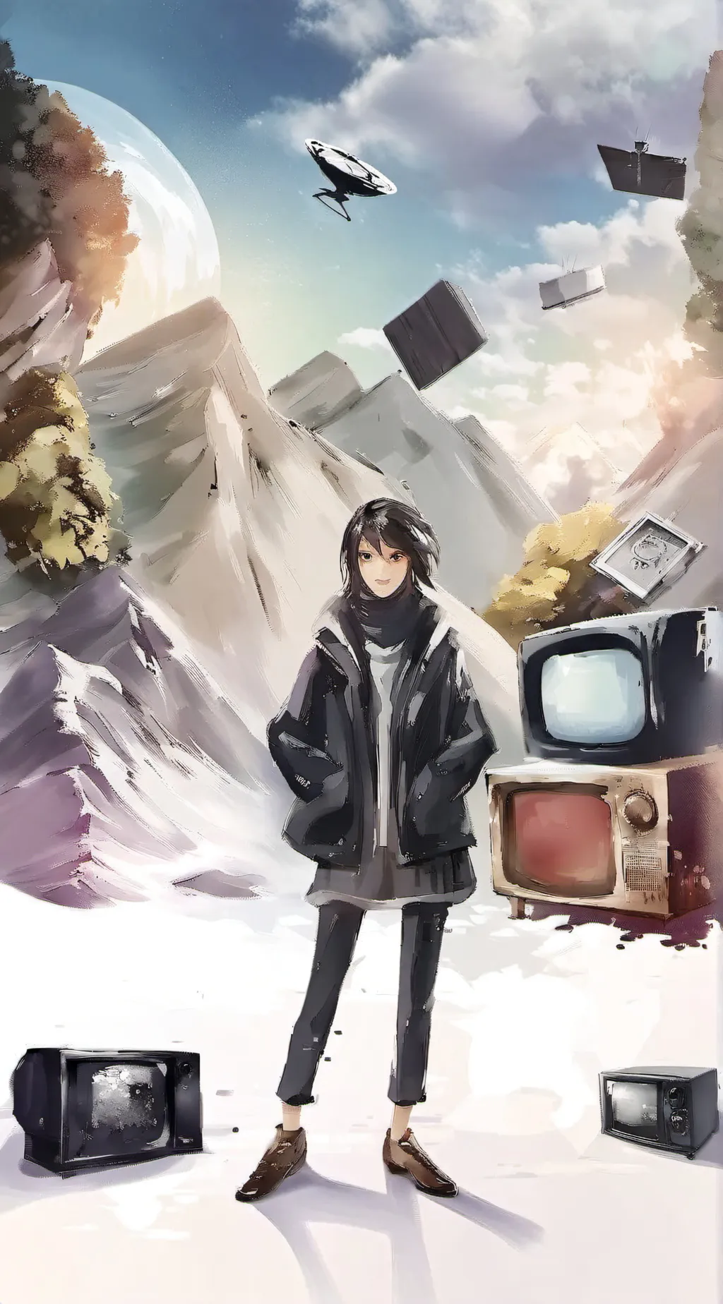 ai character: tv woman 5.0 background