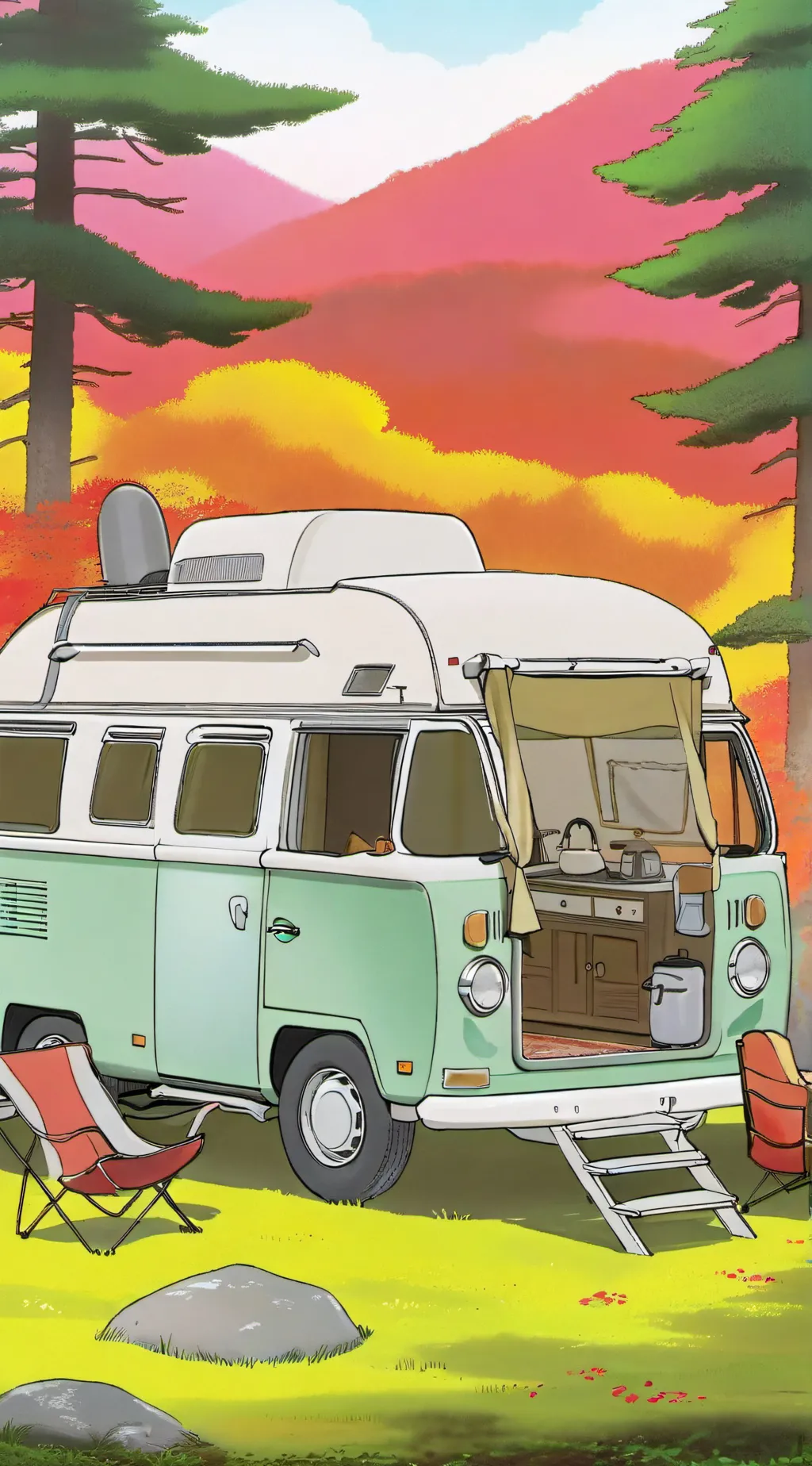 ai character: Fpe camping background