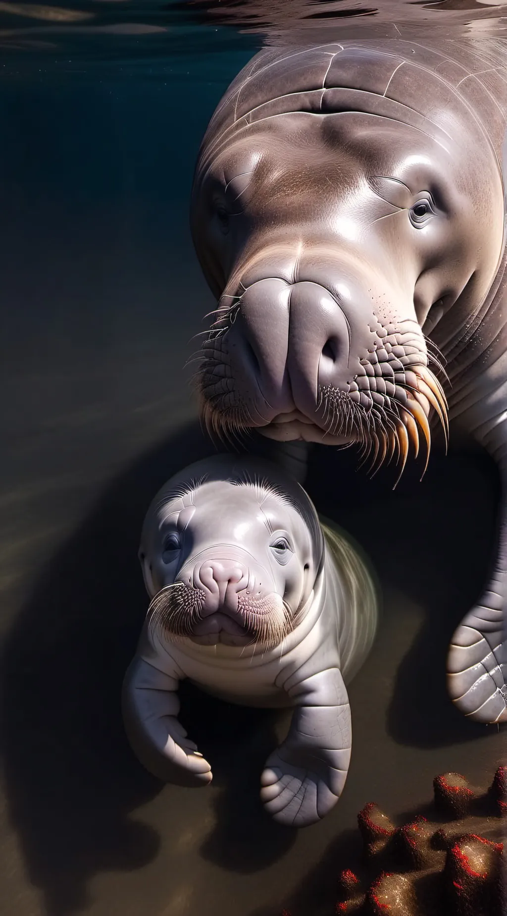 ai character: cute baby manatee background