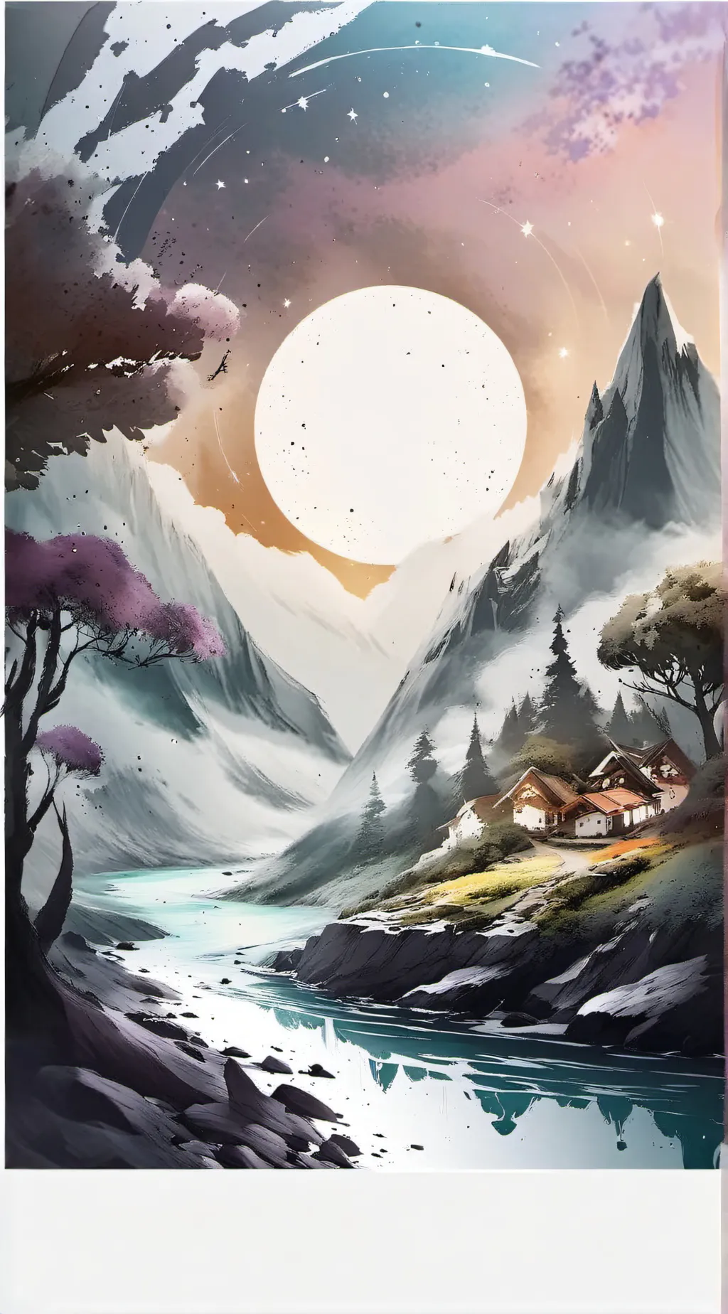 ai character: Village pond background