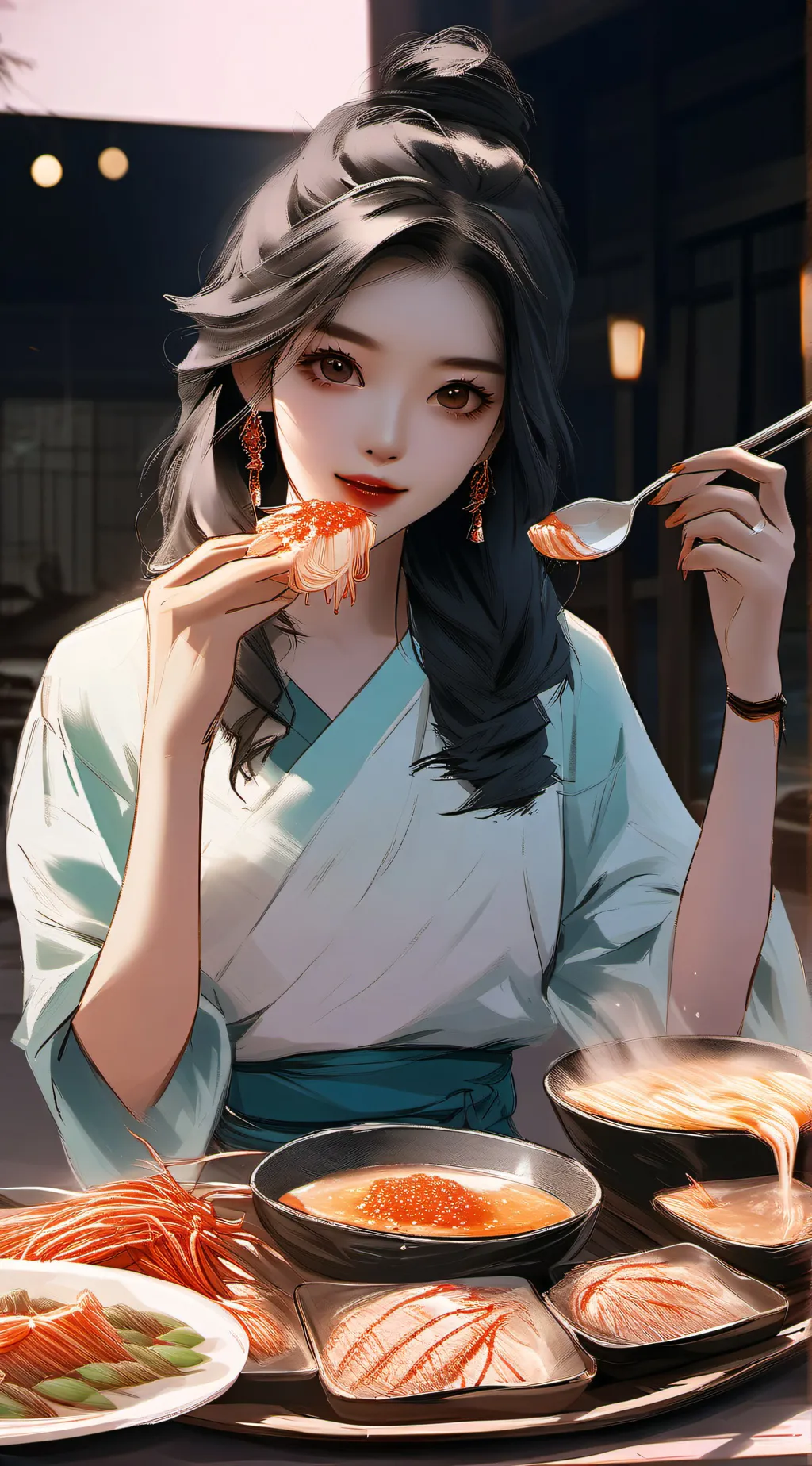 ai character: Mha eat live background