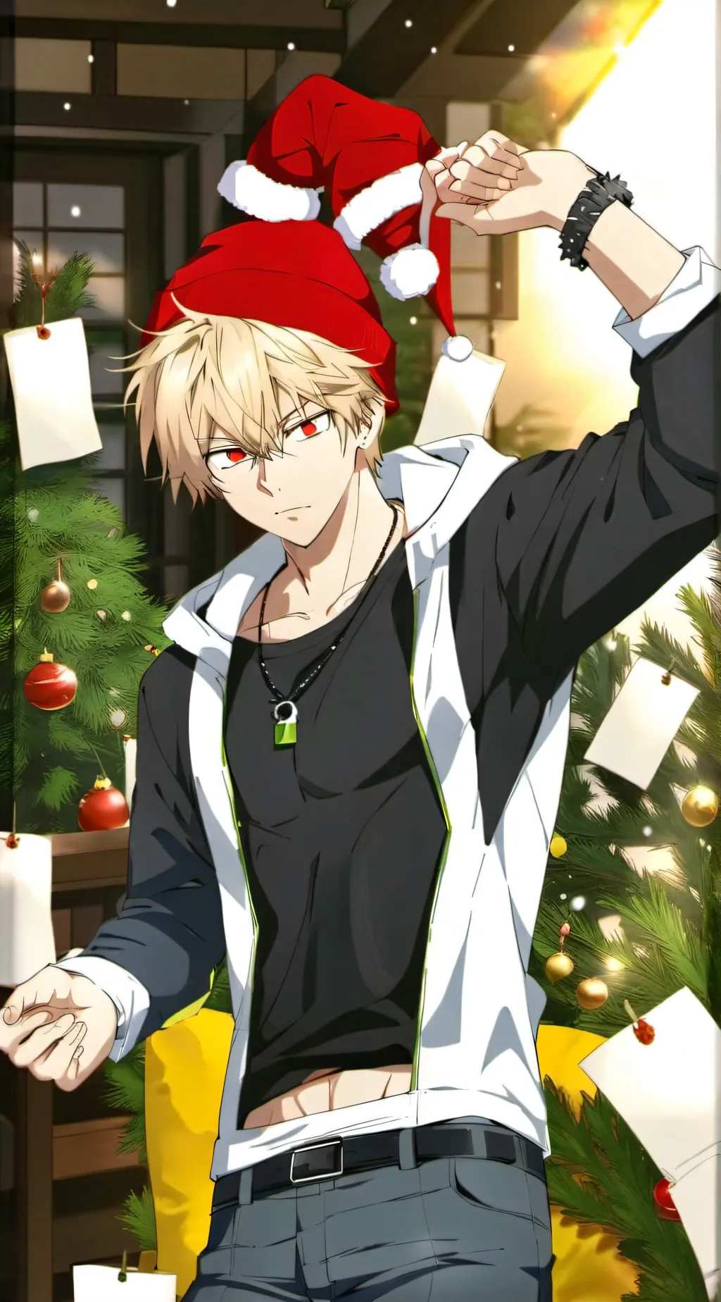 ai character: Christmas bakugo  background