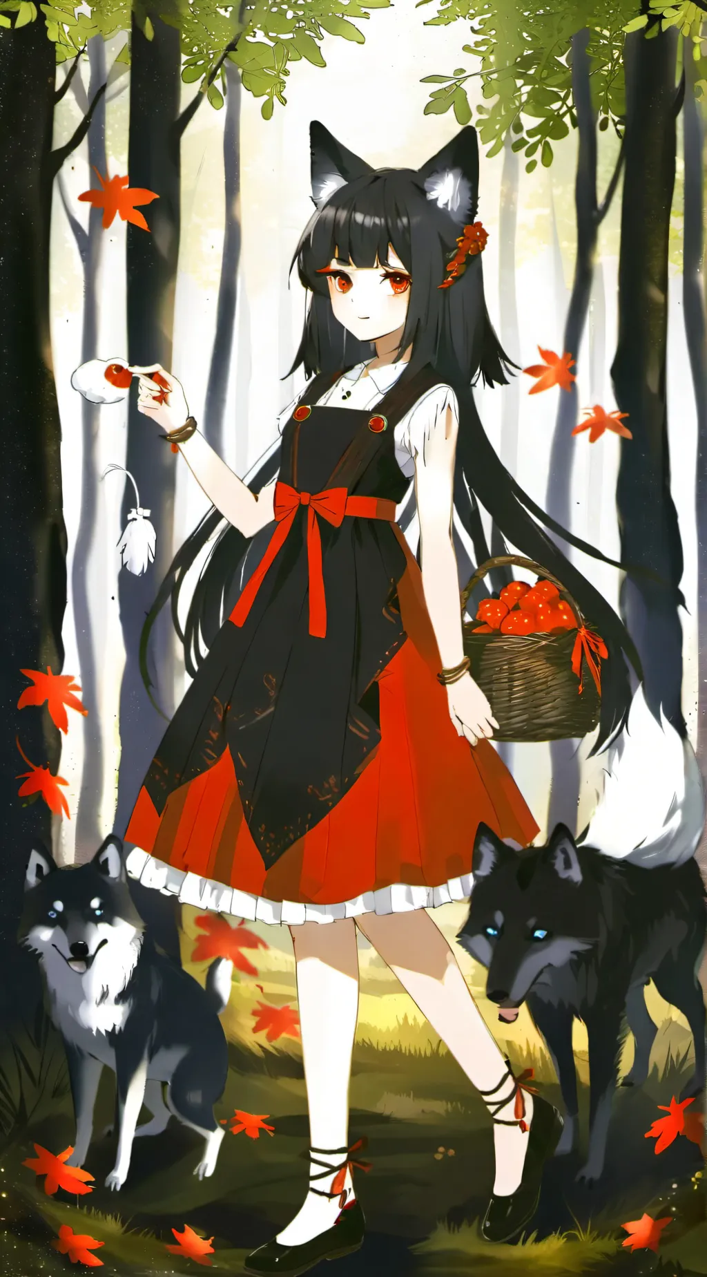 ai character: wolf girl  background