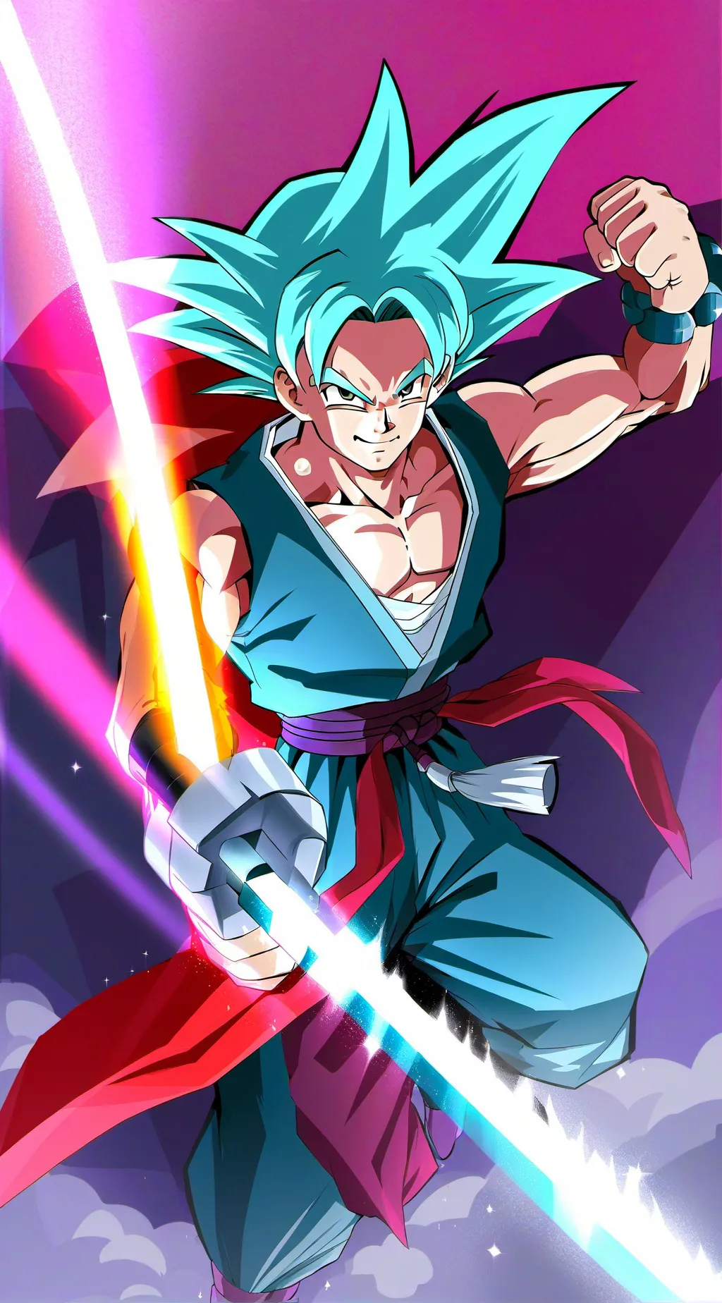 ai character: rainbow goku background