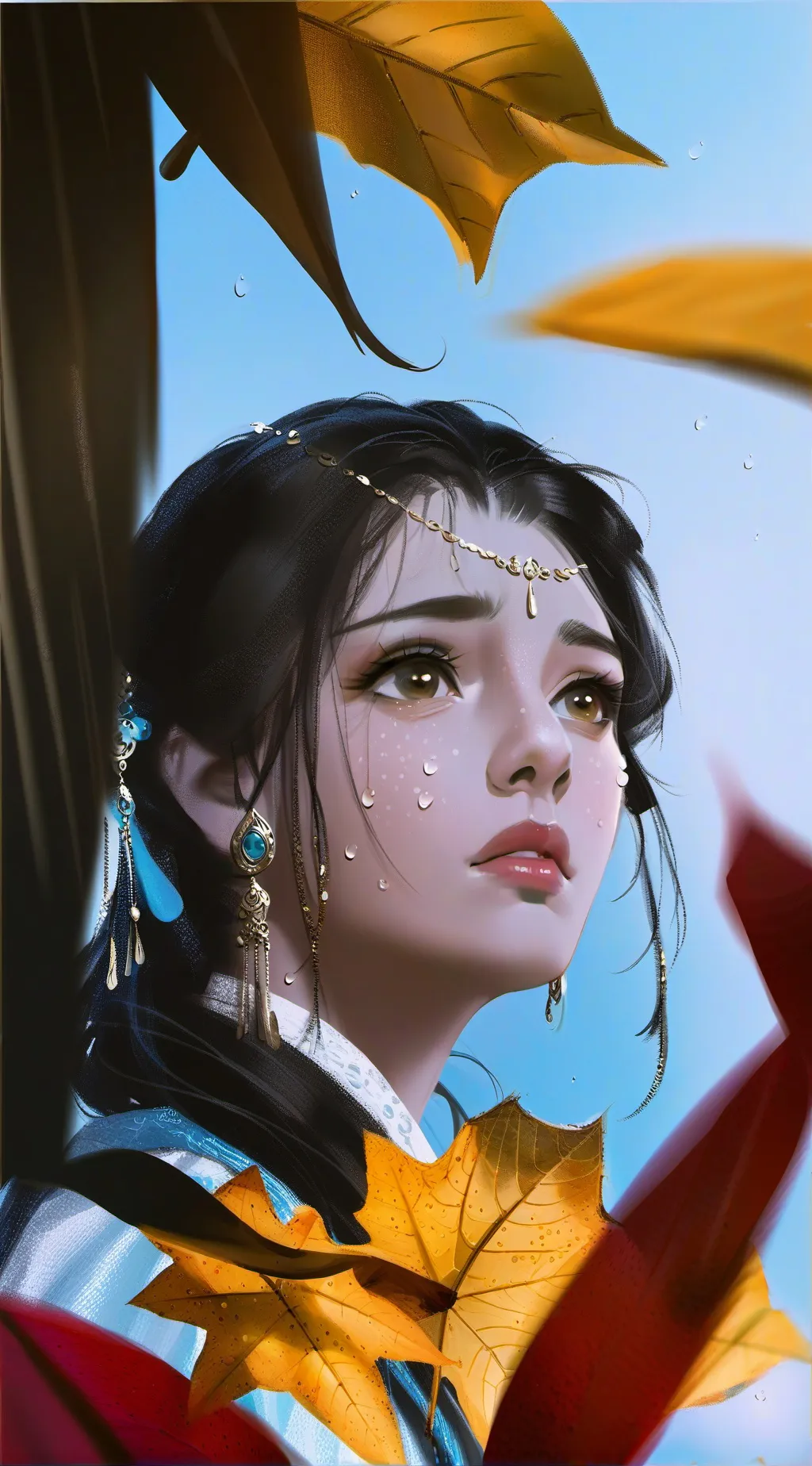 ai character: Tears of gold background