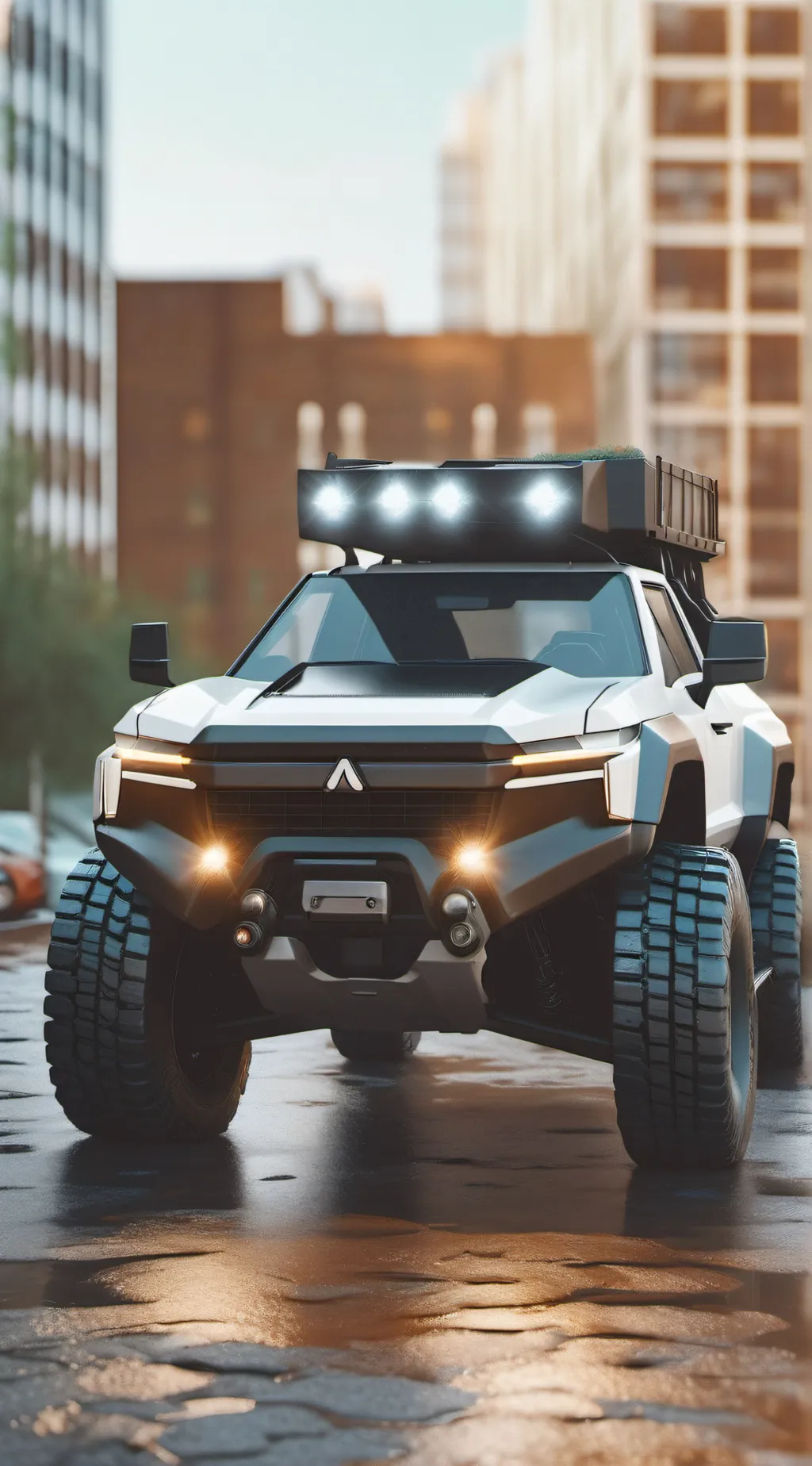 ai character: Tesla Cybertruck background