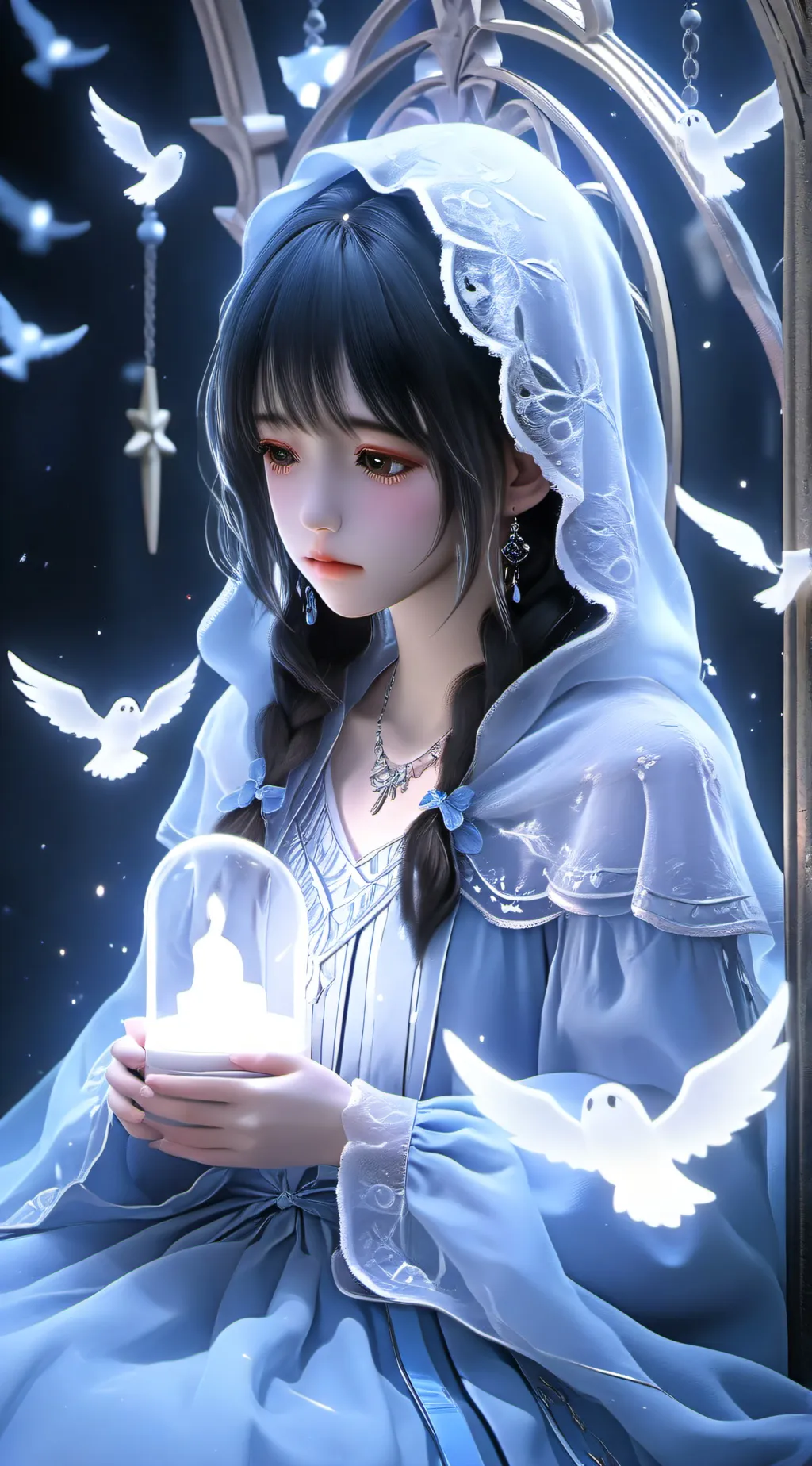 ai character: Luna the Sad Ghost background