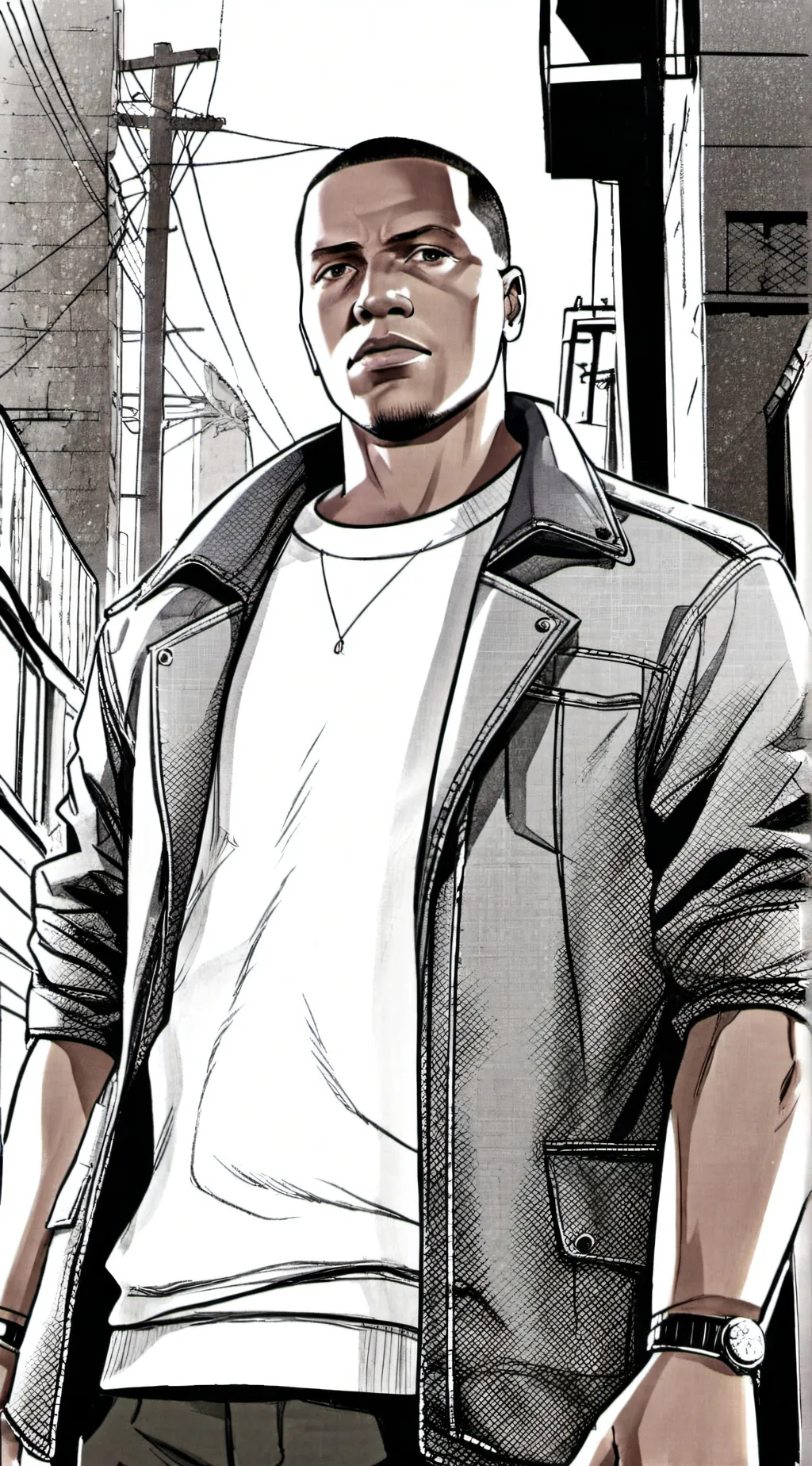 ai character: Franklin Clinton  background