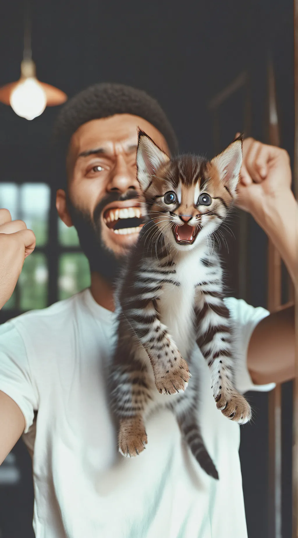 ai character: hold up a cat background