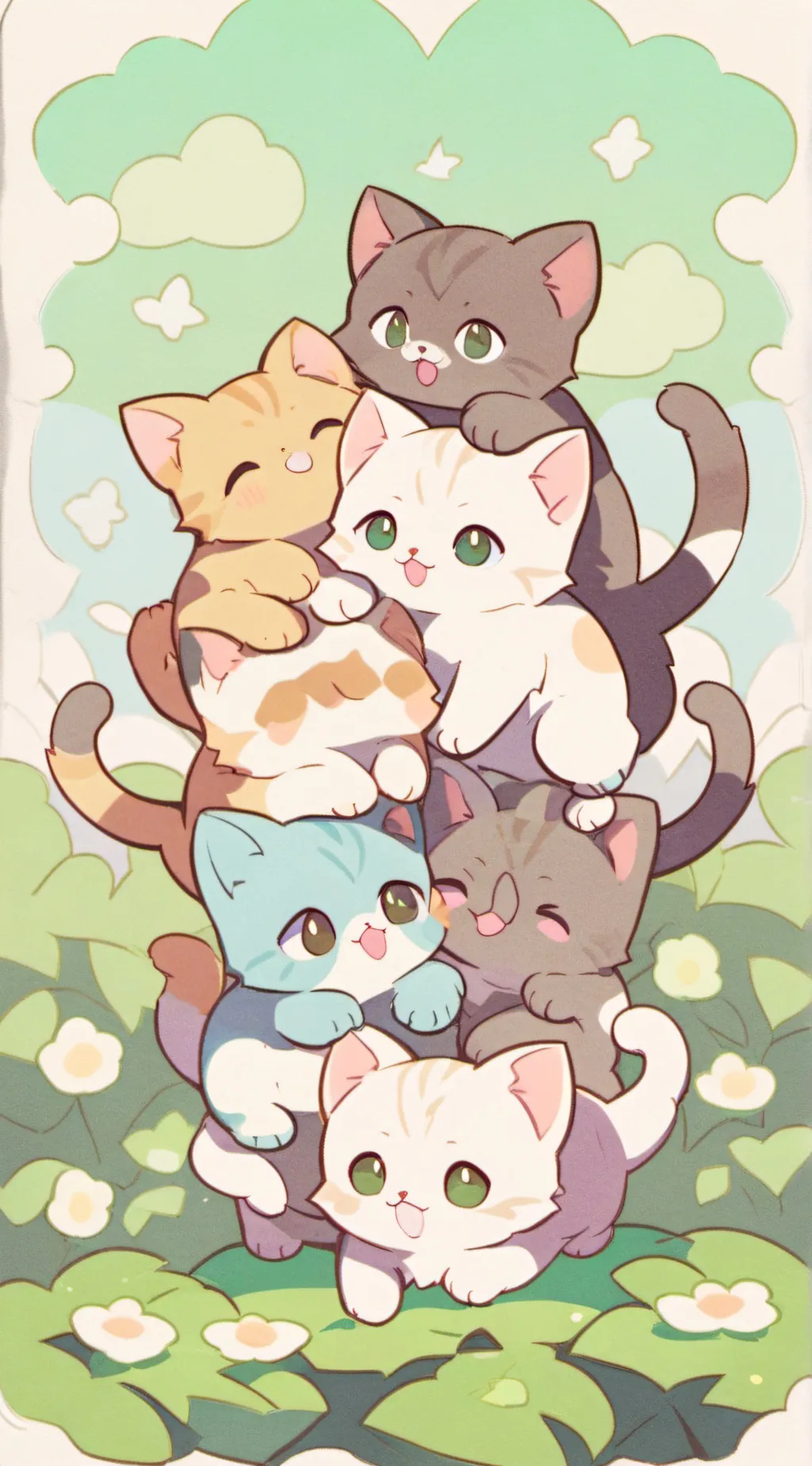 ai character: 10 kittens background