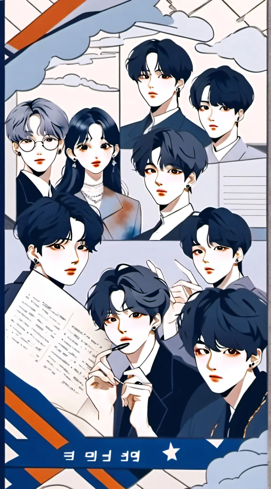 ai character: BTS gang  background