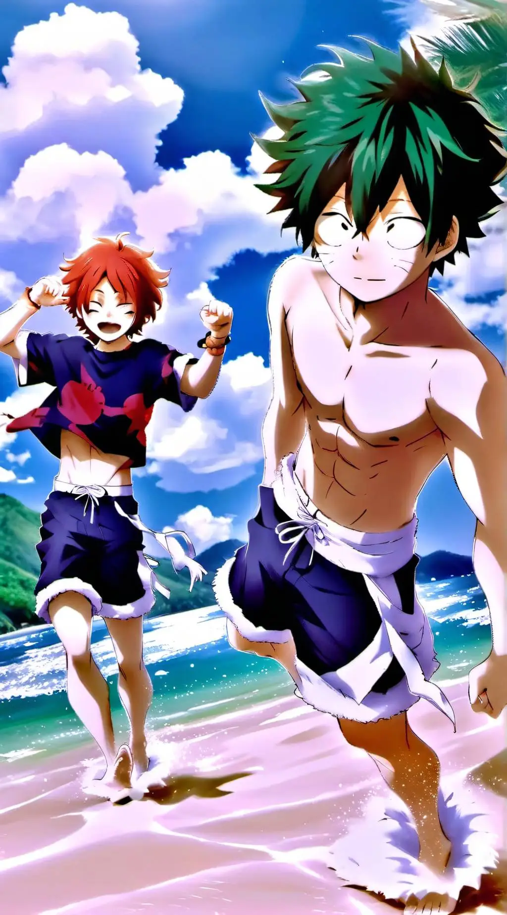 ai character: mha in the beach! background