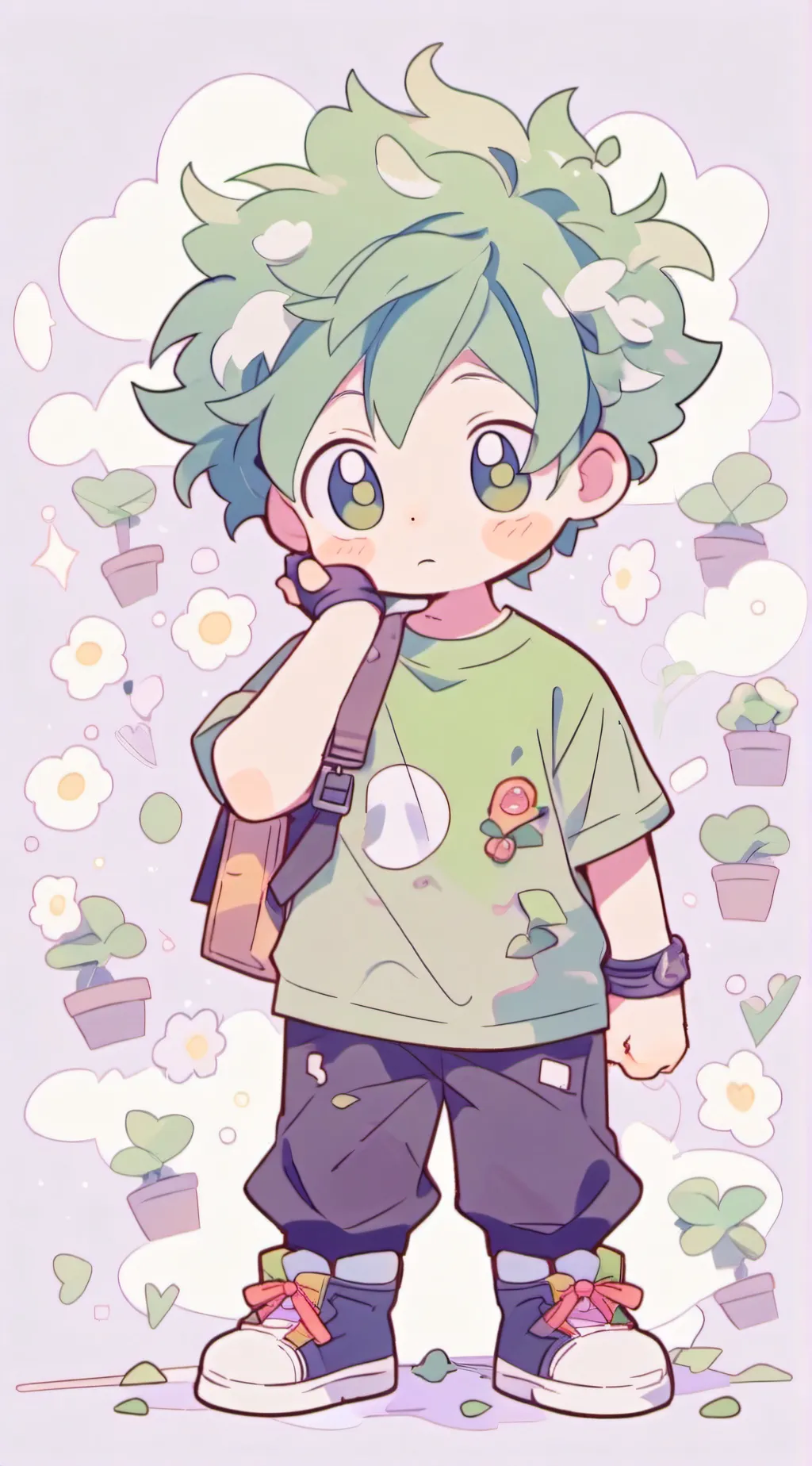 ai character: Green  background