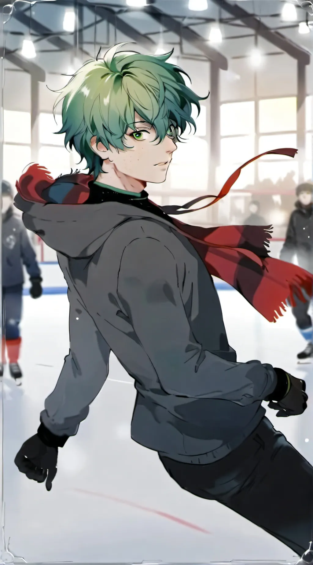 ai character: MHA ice-skating background