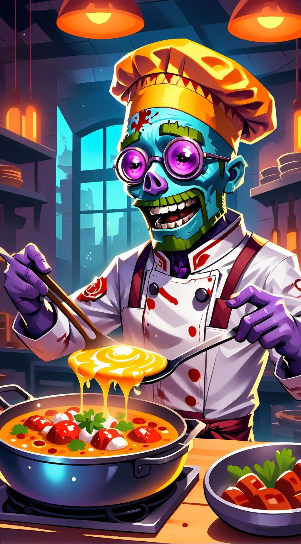 ai character: zombie chef background