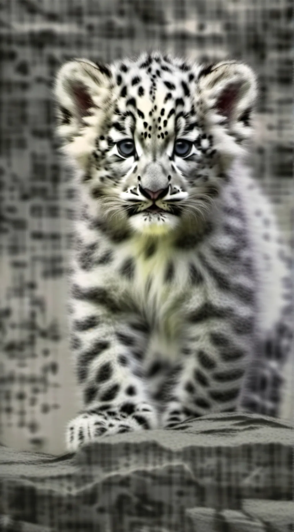 ai character: Baby snow leopard  background