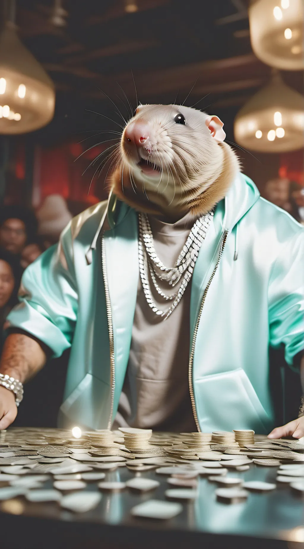 ai character: mole rat rapper background