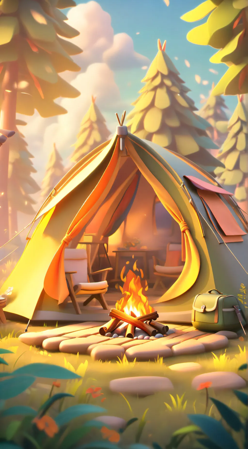 ai character: HH Camping background