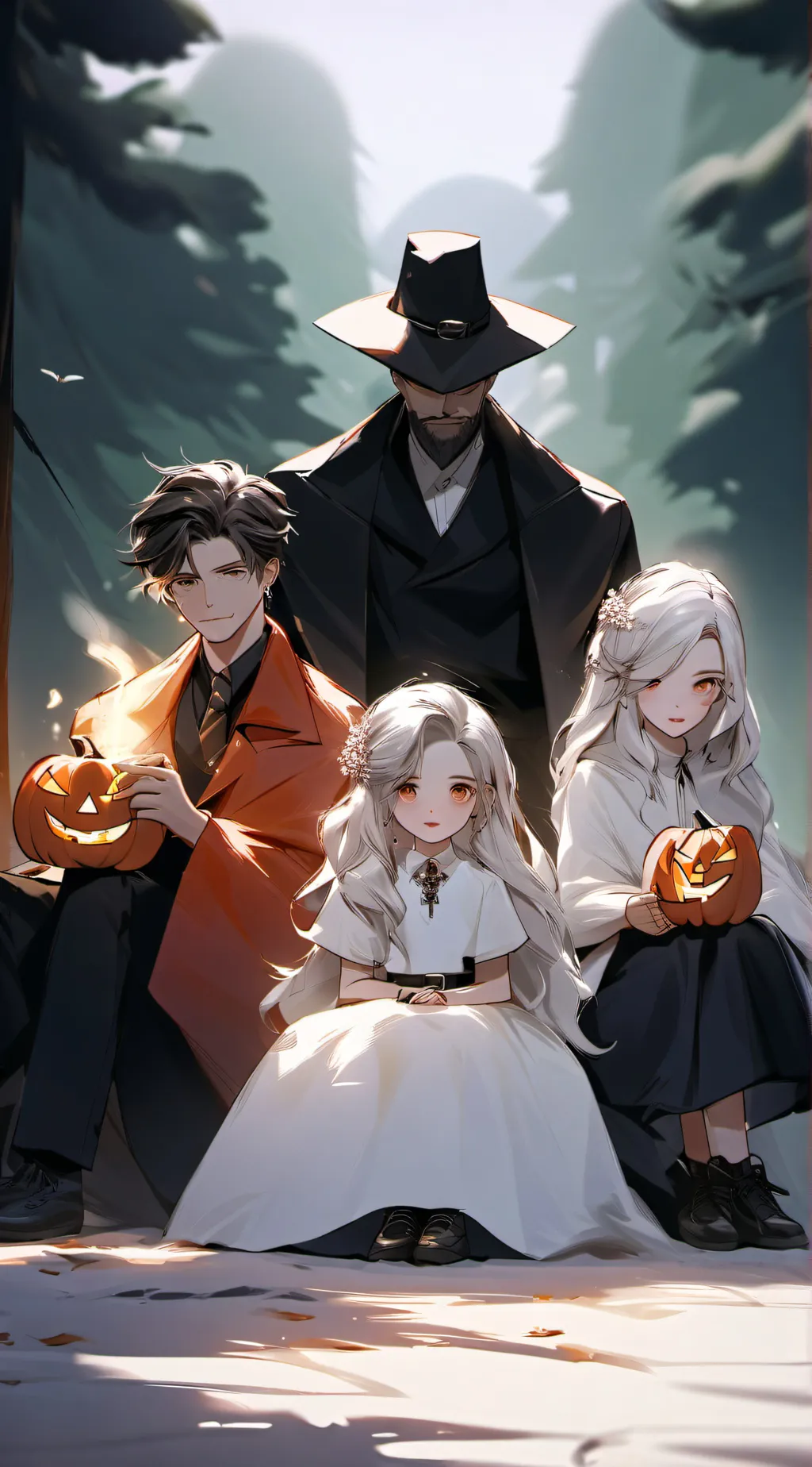 ai character: Halloween family  background