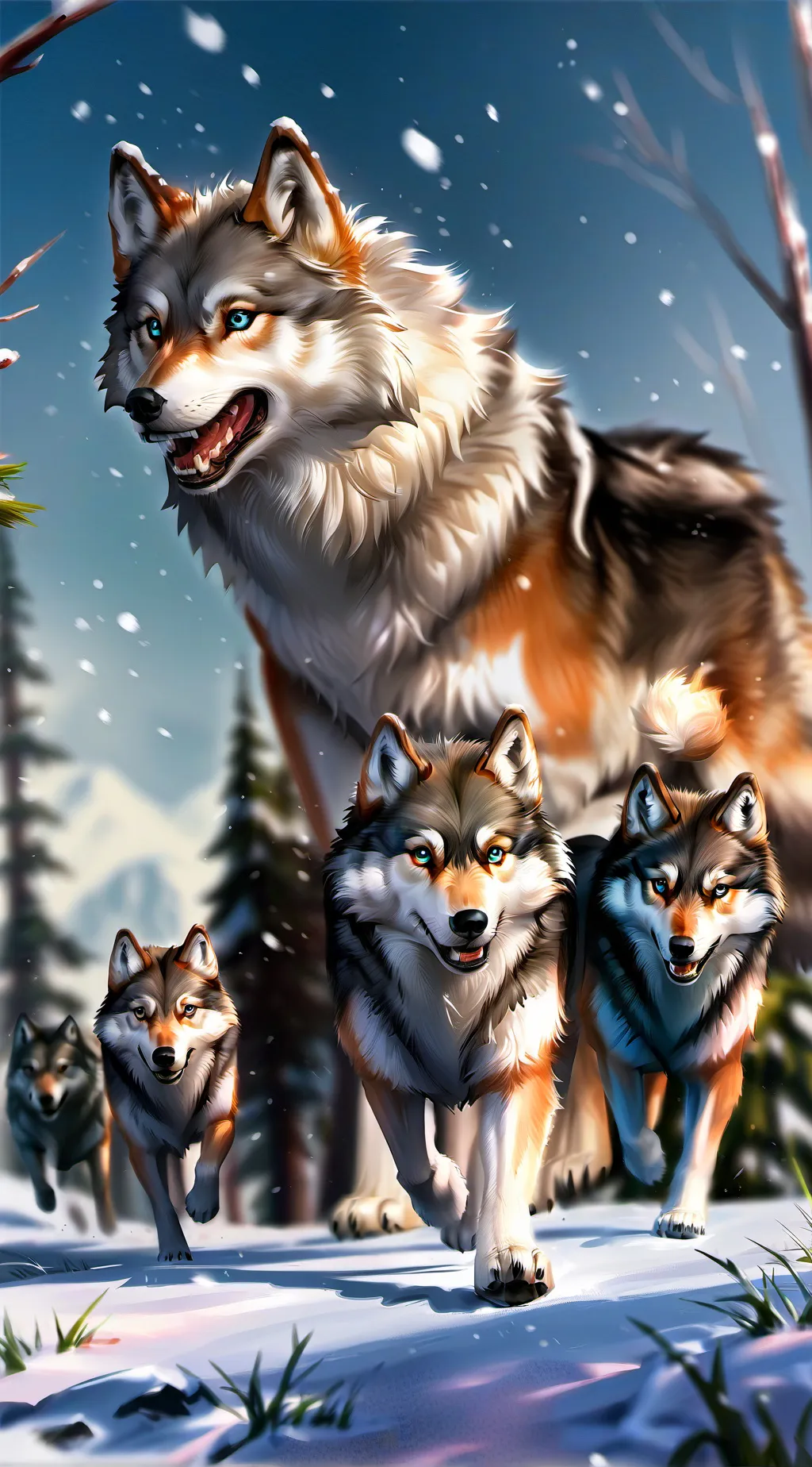 ai character: Mama wolf background