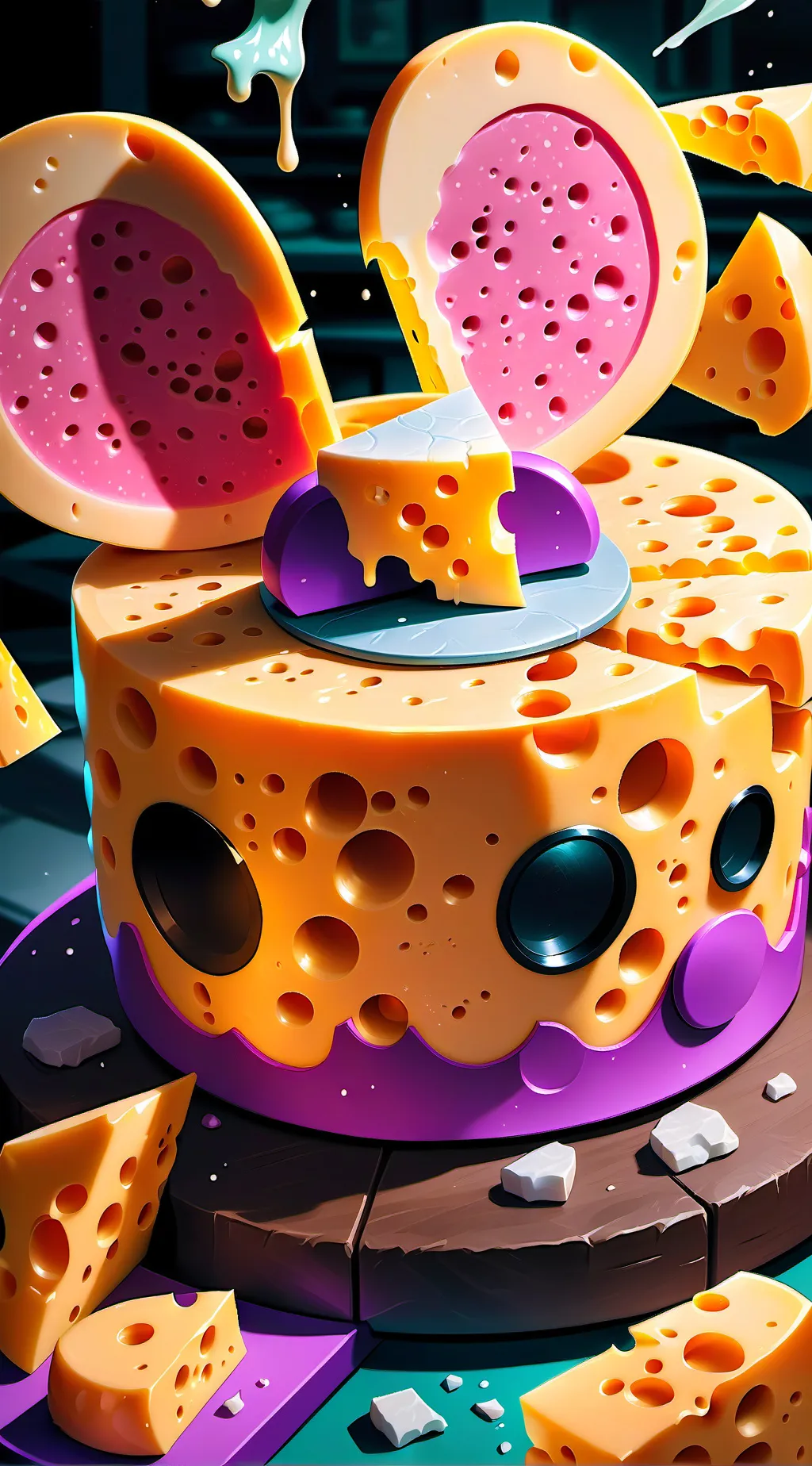 ai character: Mouse Cheese background