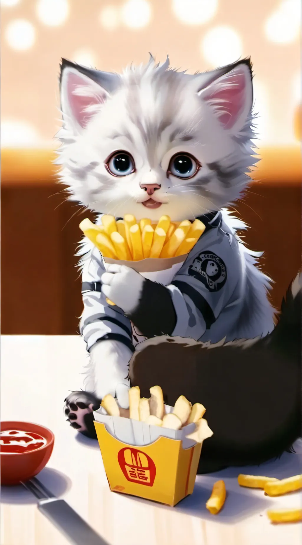 ai character: French Fry kitten background