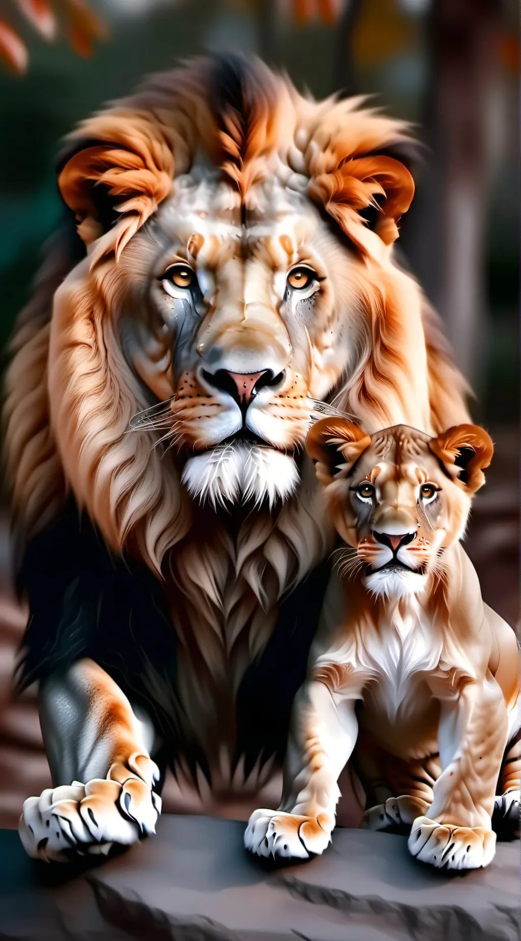 ai character: Male & female lion background