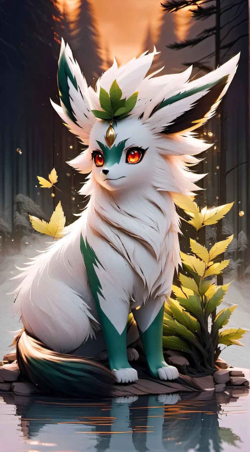 ai character: Flareon+Leafeon background