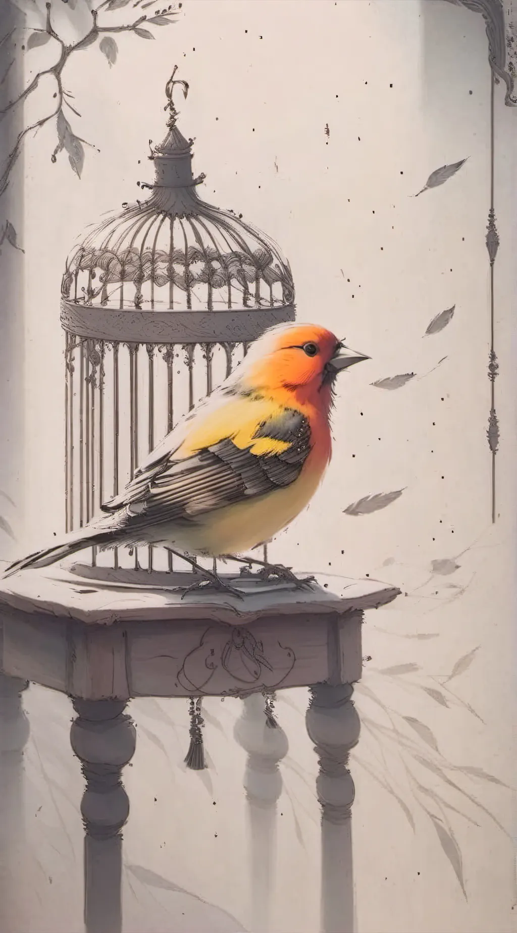 ai character: Little bird  background