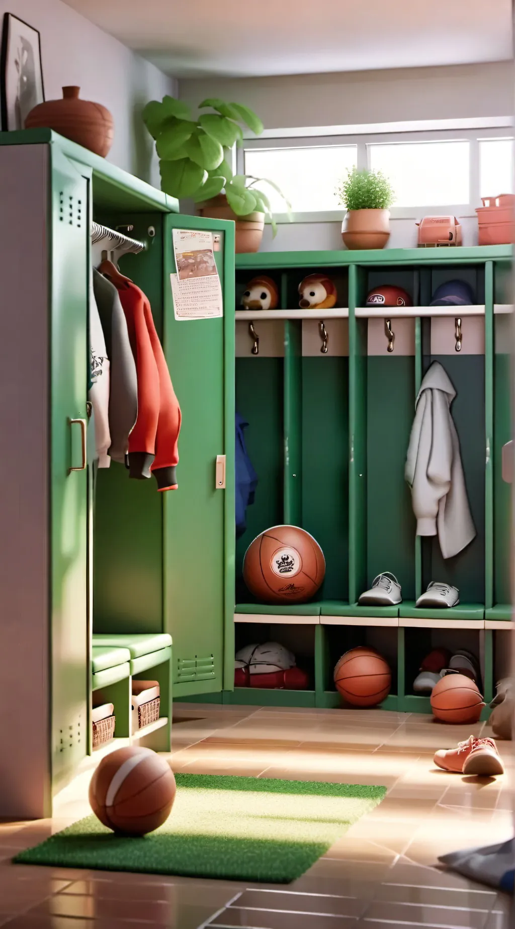 ai character: Boys Locker a room background