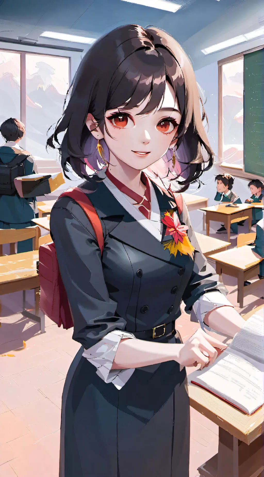 ai character: Miss circle sus background