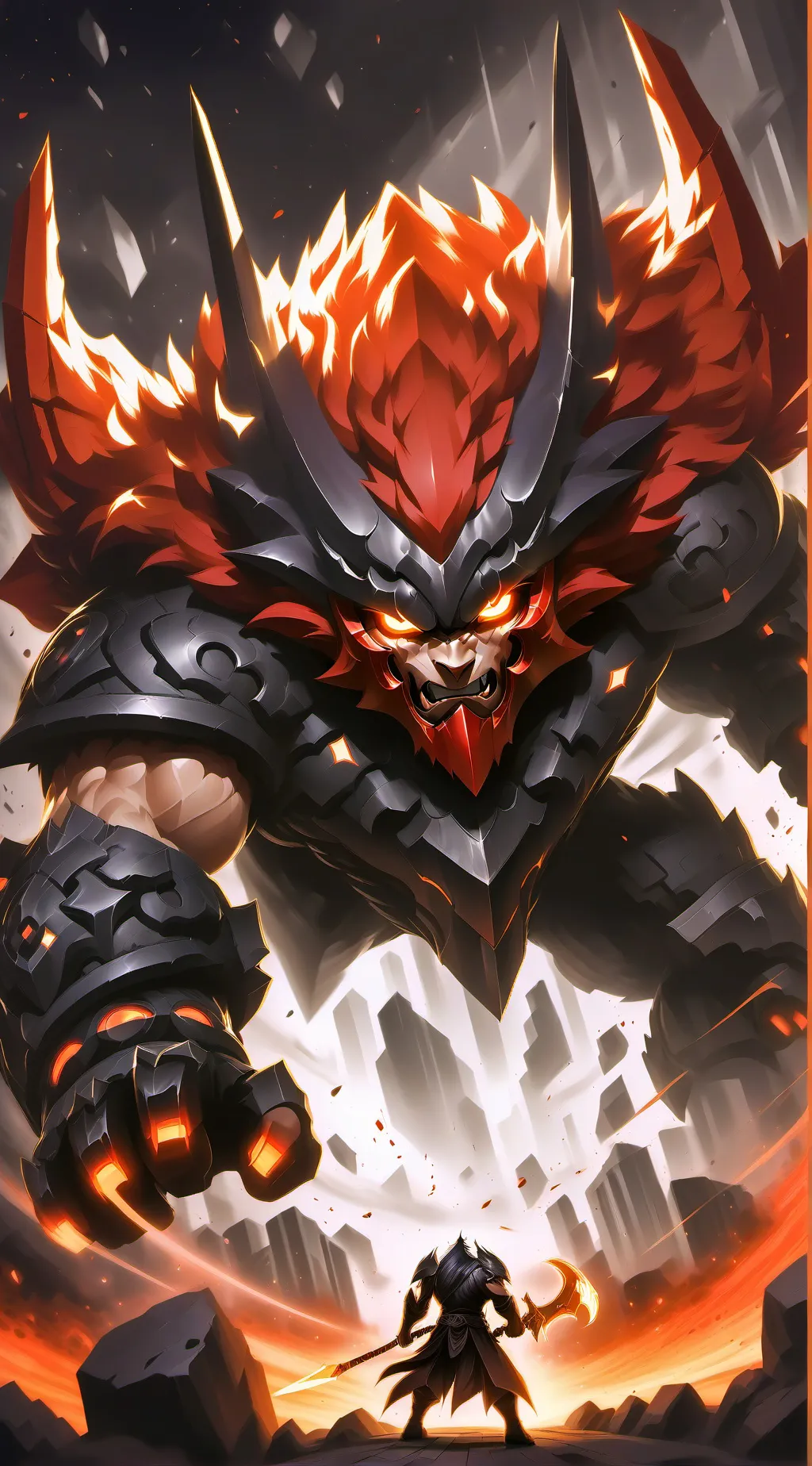 ai character: Red fire demon bf background