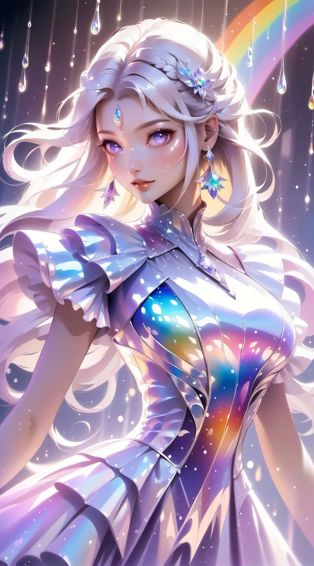 ai character: rainbow background