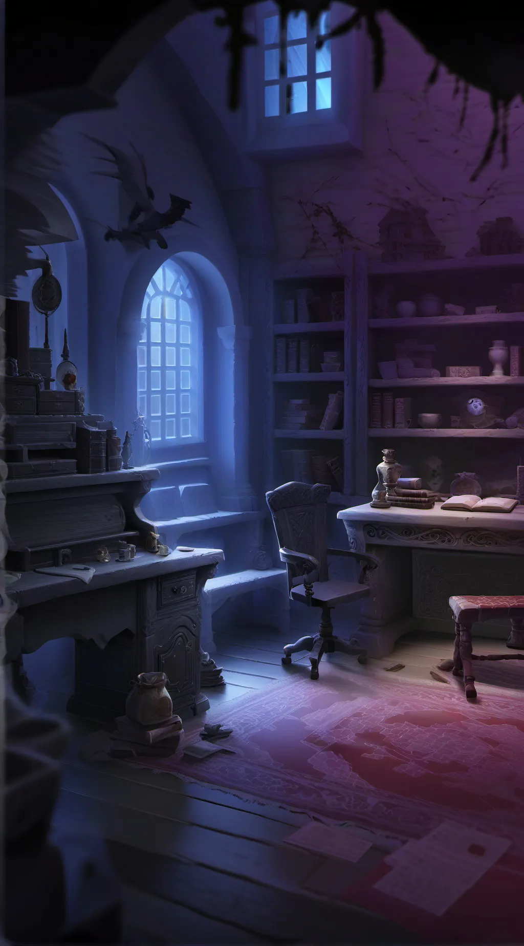 ai character: haunted doll  background