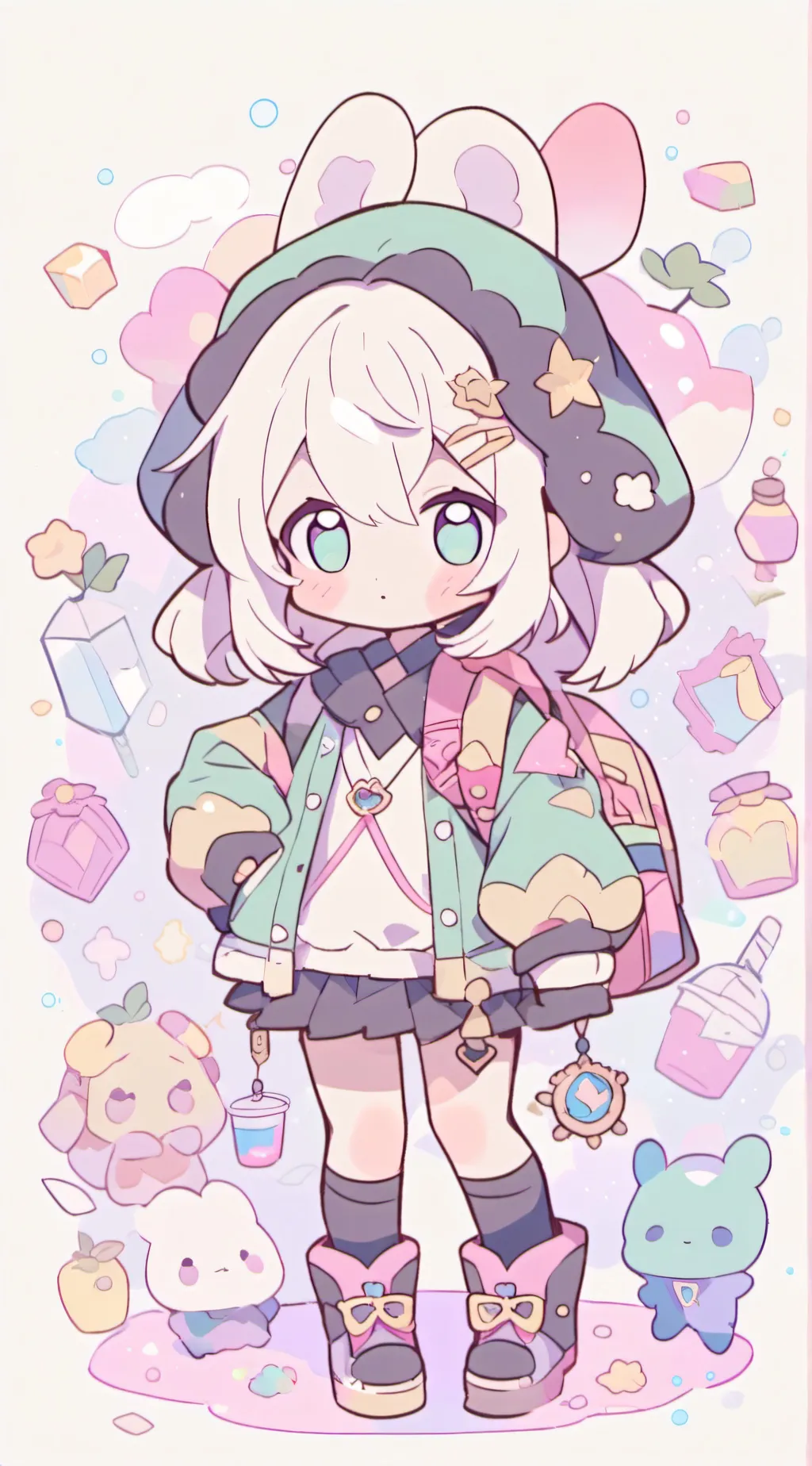 ai character: Violet background