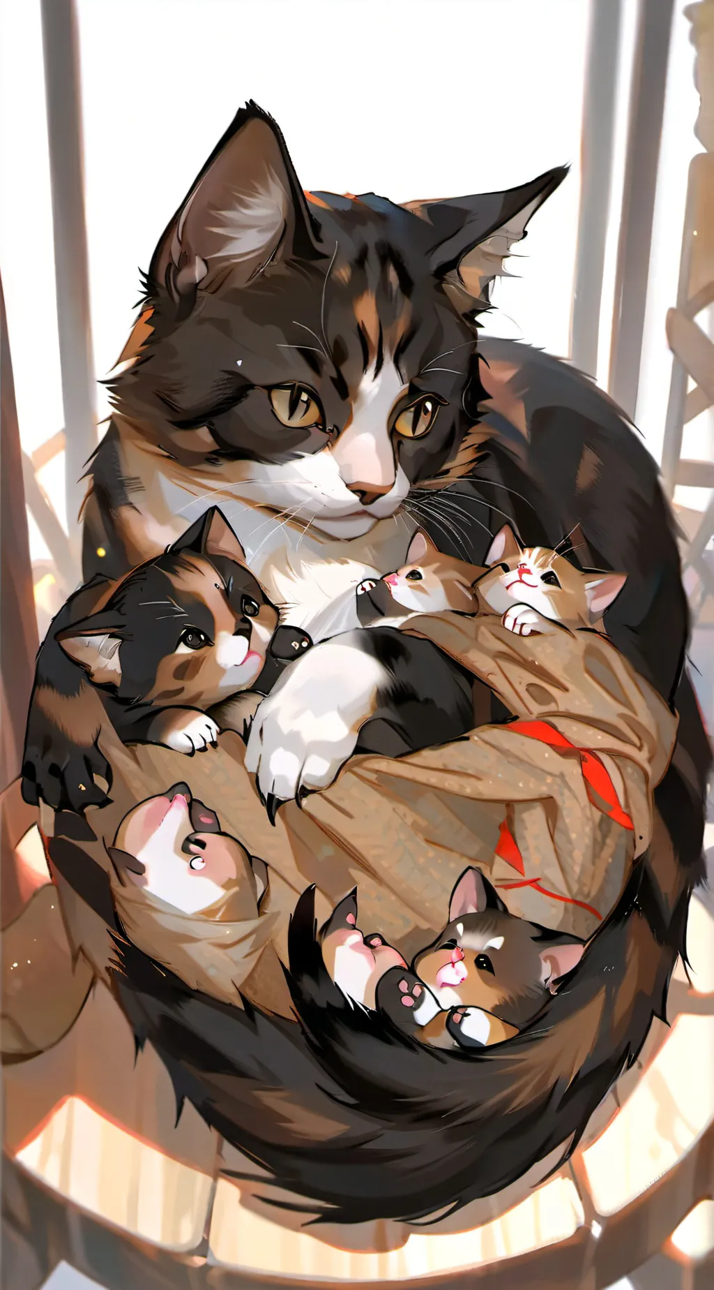 ai character: calico cat background