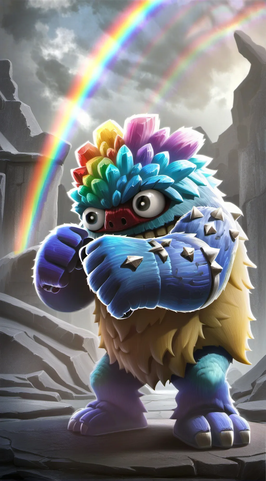 ai character: rainbow monster background