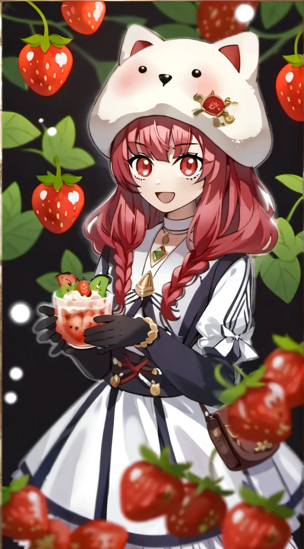 ai character: strawberry(human) background