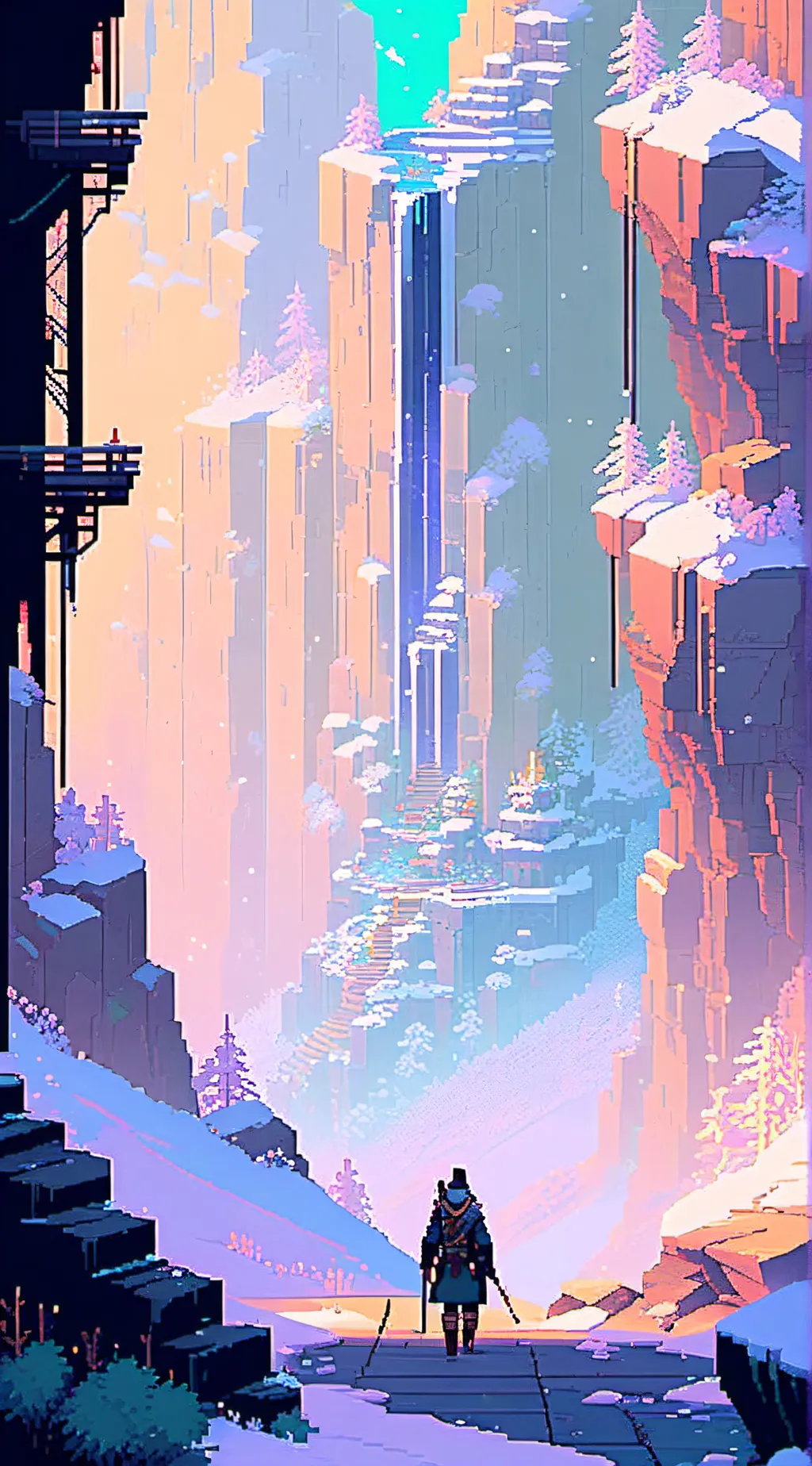 ai character: hazbin snow storm background