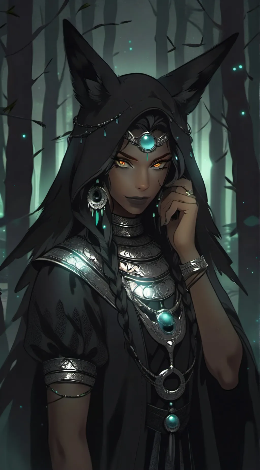 ai character: Fox witch background