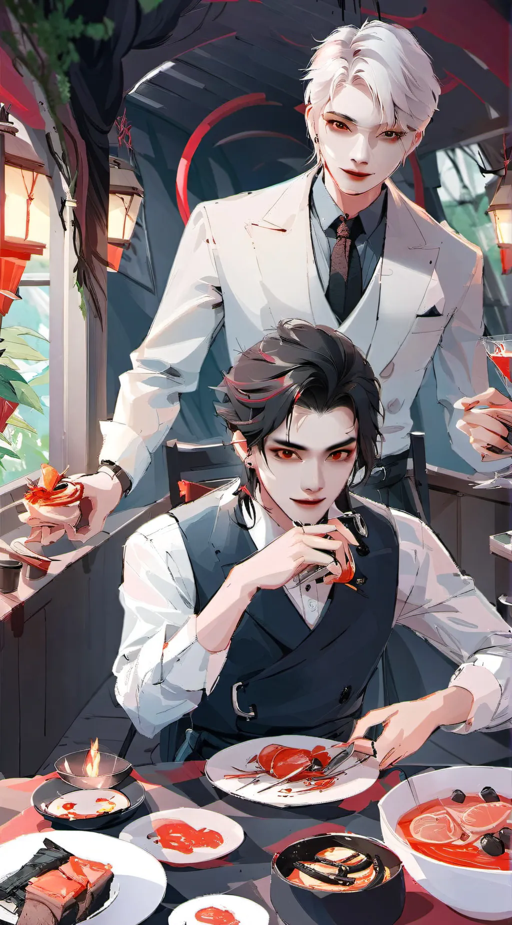 ai character: vampire restaurant background