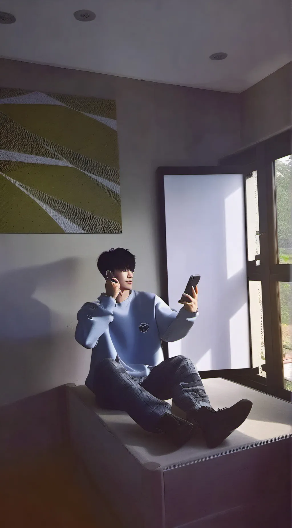 ai character: Korean boy jiung background