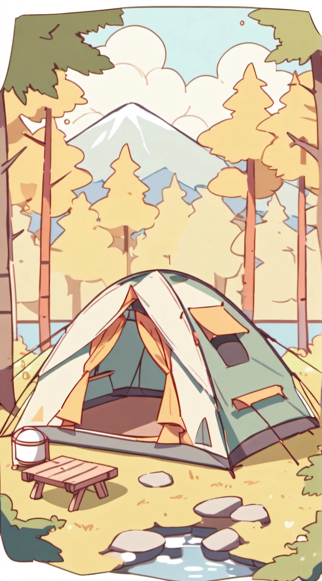 ai character: 🏕 camping 🏕 background