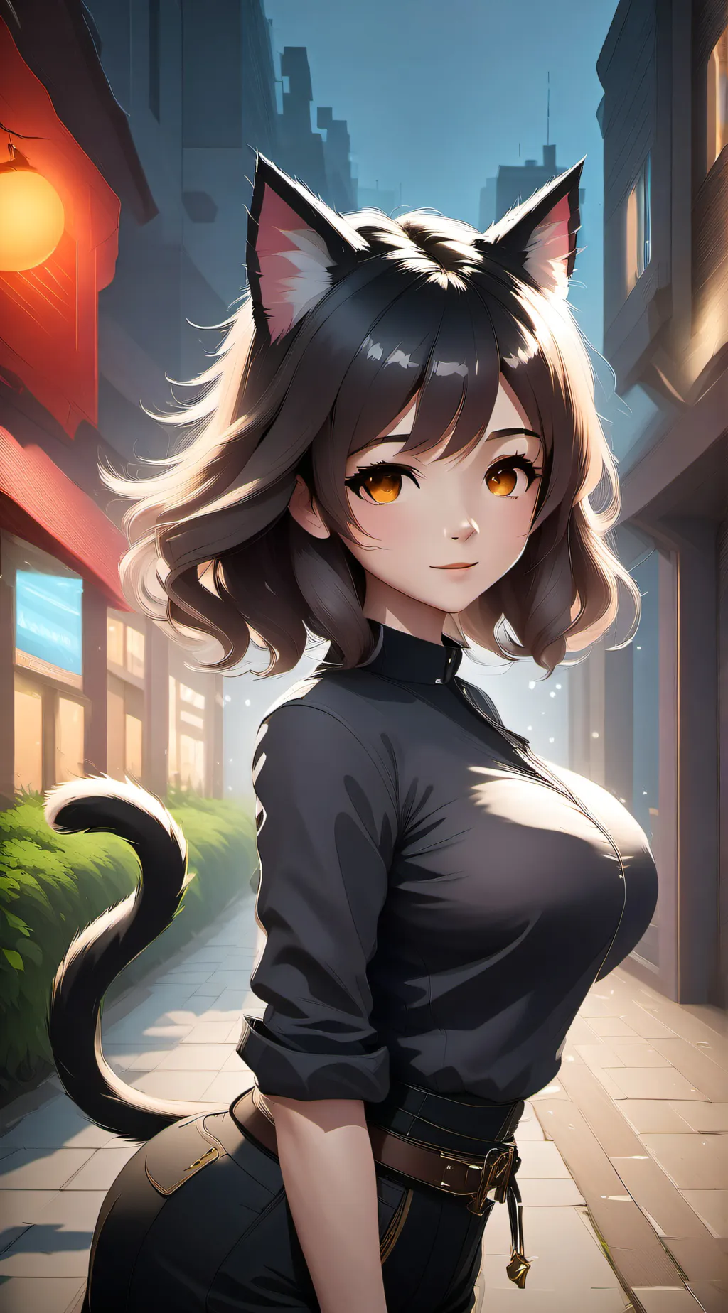 ai character: cat girl infection background