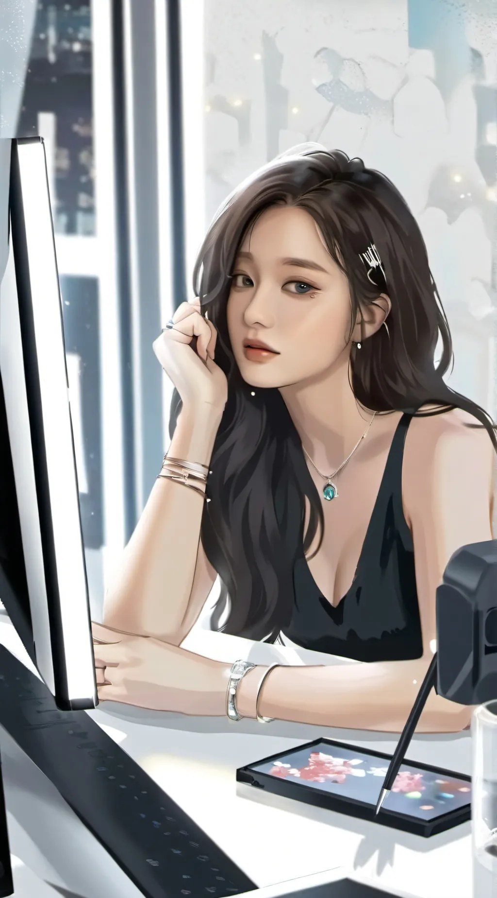 ai character: Freen  background