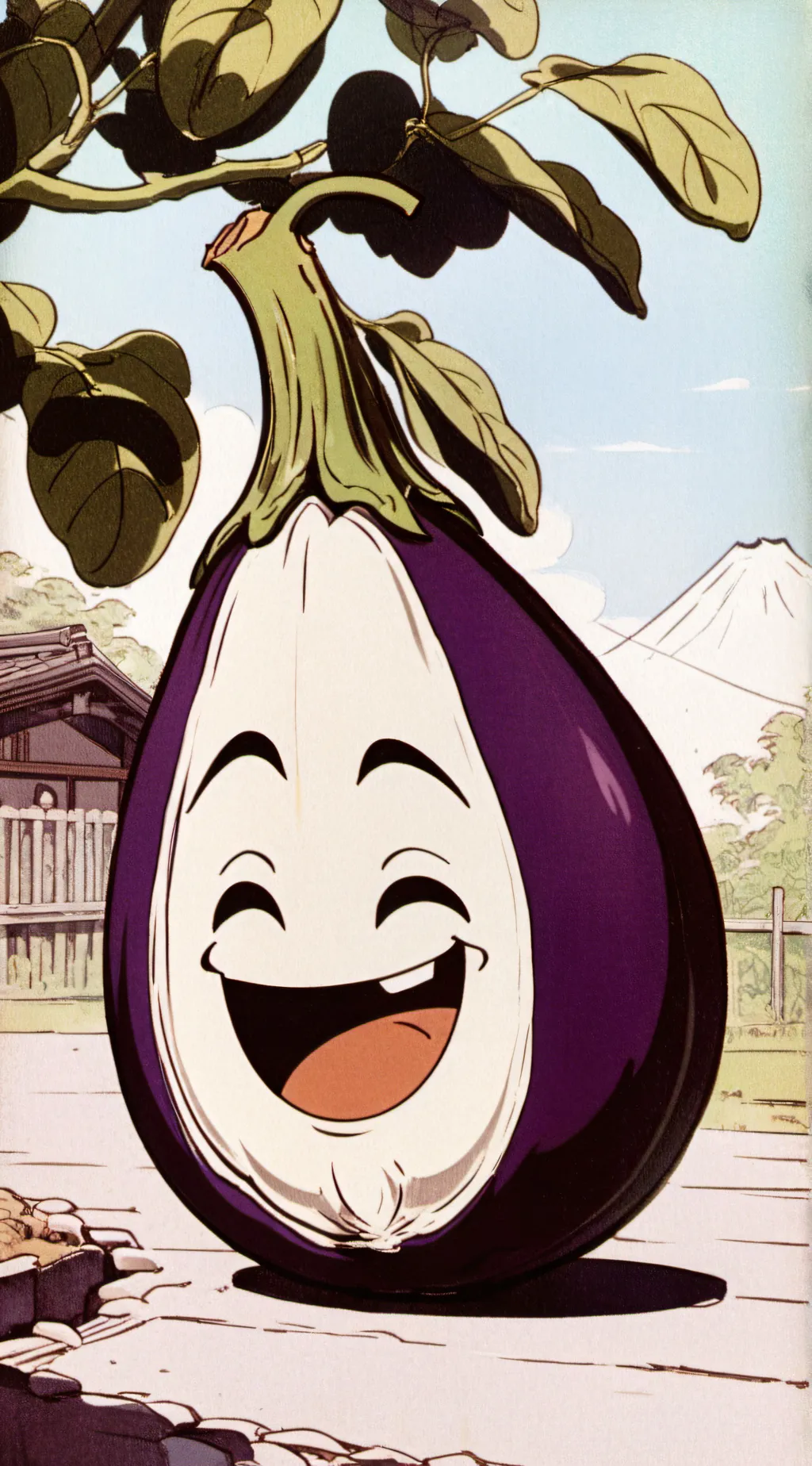 ai character: E G G P L A N T background