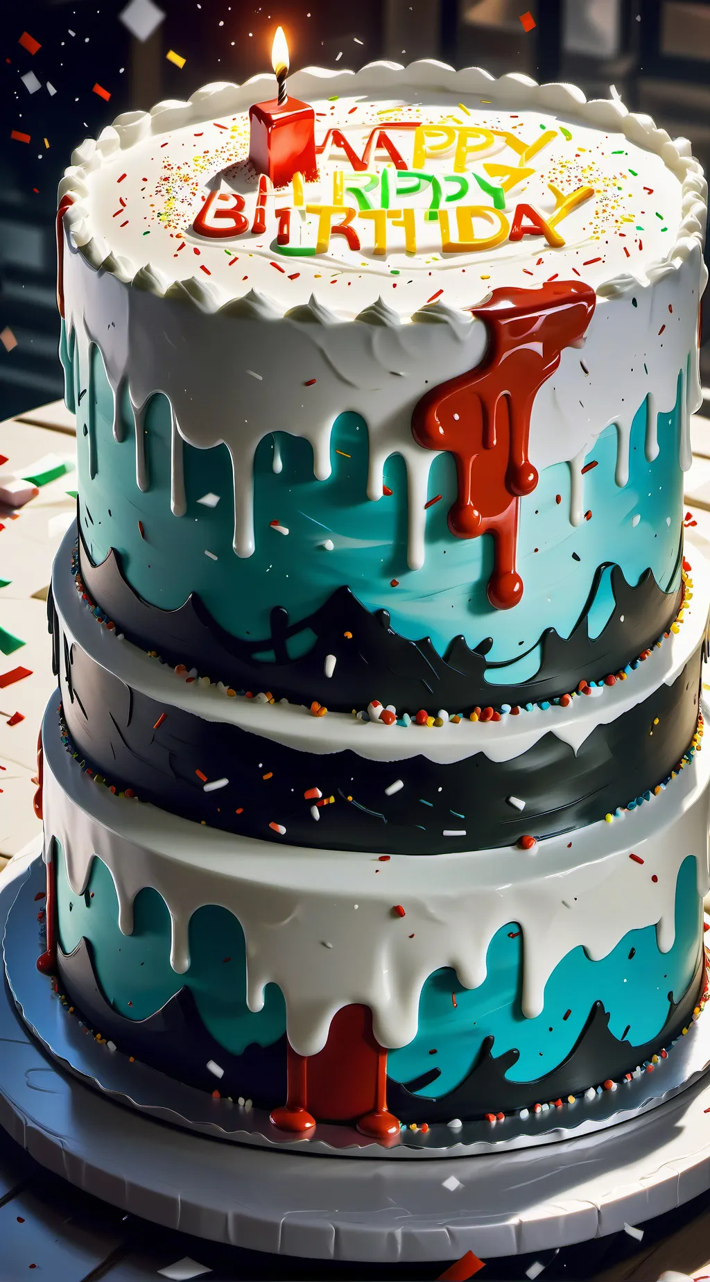 ai character: celebration cake background