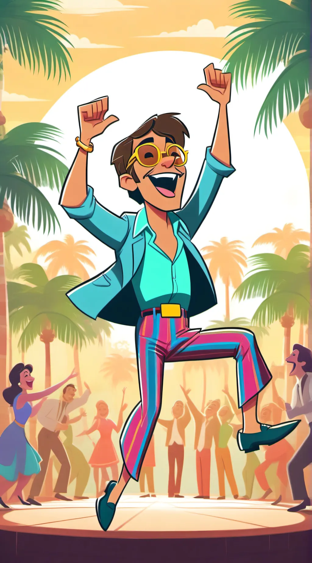 ai character: disco party year 5 background