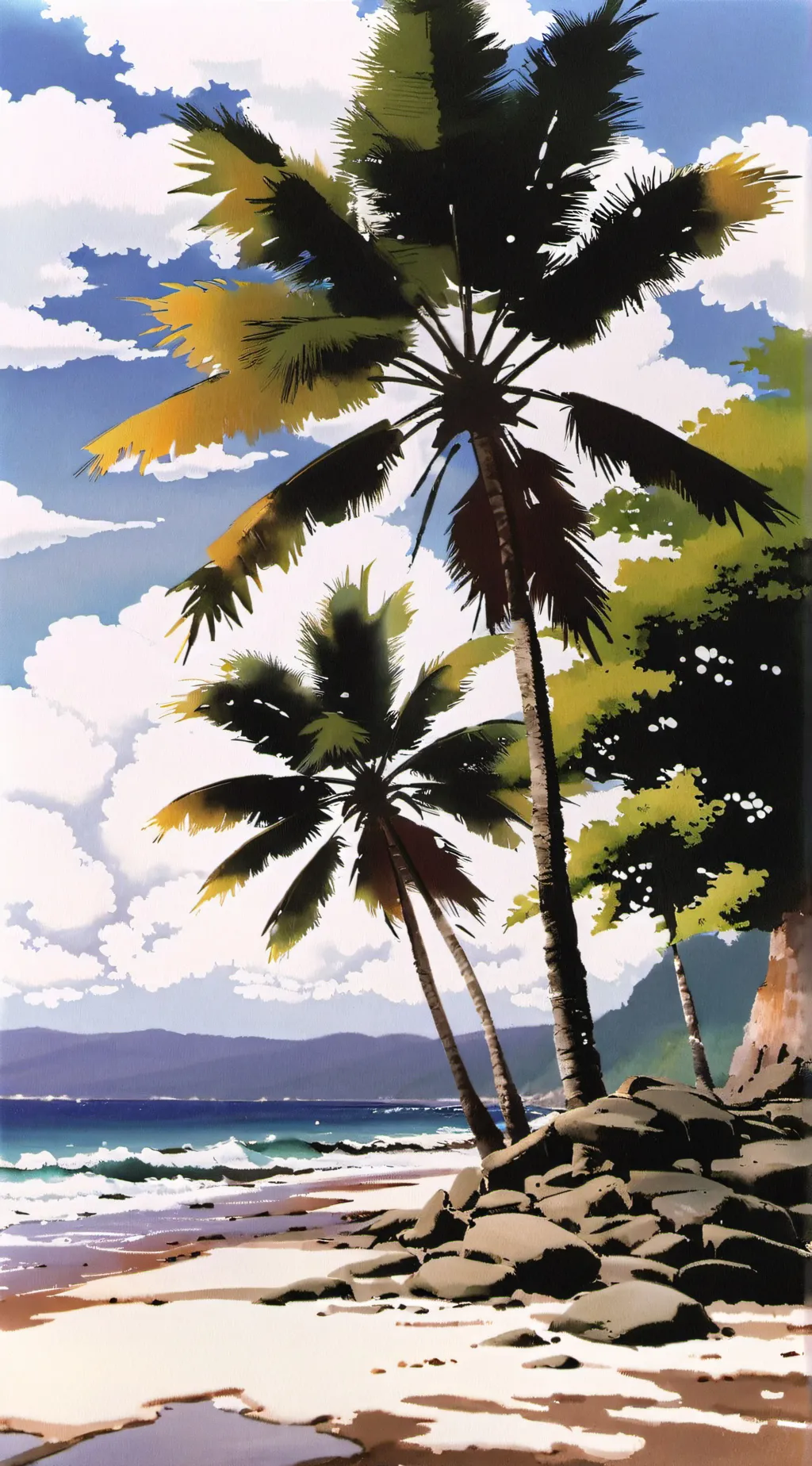 ai character: Mha beach background