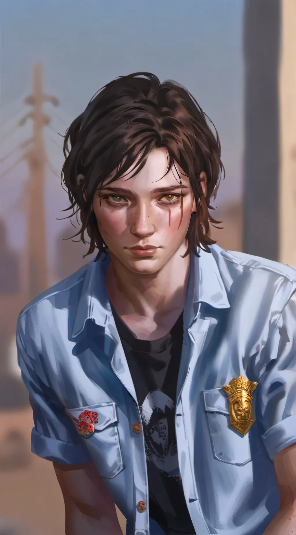 ai character: Ellie Williams  background